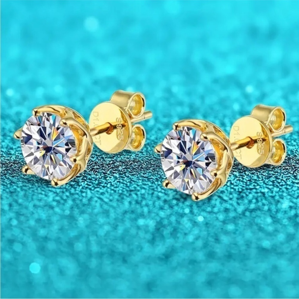 Certified 1ct. t.w. Moissanite Round Stud Earrings NEW